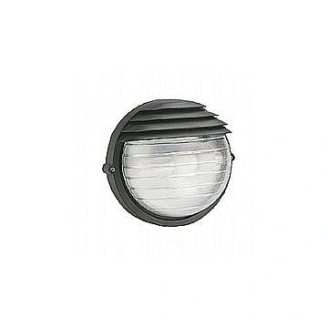 Applique Da Esterno Moderna Palpebra Tonda Alluminio E Vetro Nero 1 Luce E27