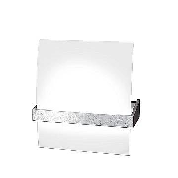 Applique Contemporanea Wood Metallo Foglia Argento Vetro Bianco 1 Luce E27