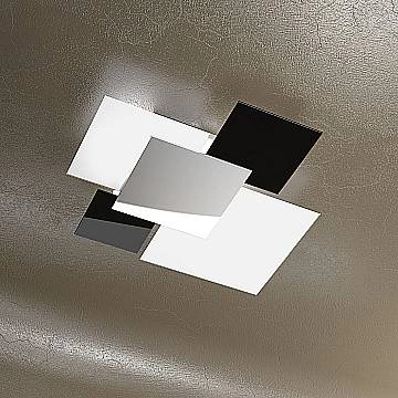 Applique Contemporanea Shadow Metallo Bianco Vetro Nero 4 Luci E27 71Cm