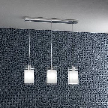 Sospensione Contemporanea Wild Metallo Cromo Vetro Satinato 3 Luci E27