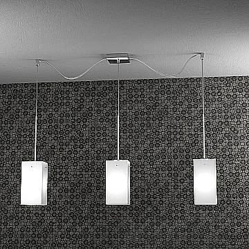 Sospensione Contemp Crazy Decentratori Metallo Cromo Vetro Bianco 3 Luci E27 Sospensione Contemp Crazy Decentratori Metallo Cromo Vetro Bianco 3 Luci E27