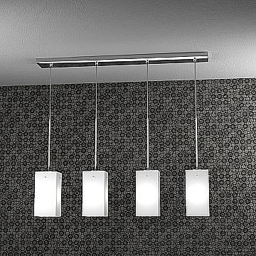 Sospensione Contemp Crazy Decentratori Metallo Cromo Vetro Bianco 4 Luci E27 Sospensione Contemp Crazy Decentratori Metallo Cromo Vetro Bianco 4 Luci E27