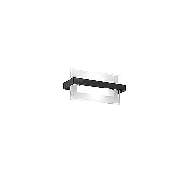 Applique Industrial-Minimal Cross Metallo Nero Vetro Bianco 2 Luci E27 29Cm