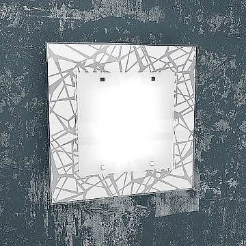 Applique Contemporanea Stripes Metallo Bianco Vetro Serigrafato 2 Luci E27