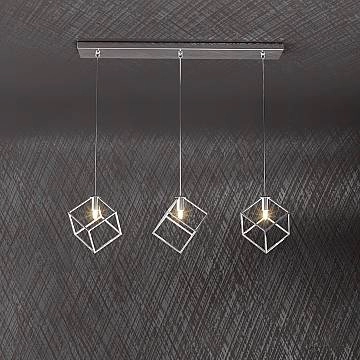 Sospensione Moderna Rettangolare Frame Metallo Cromo 3 Luci G9 Sospensione Moderna Rettangolare Frame Metallo Cromo 3 Luci G9