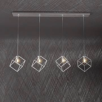 Sospensione Moderna Rettangolare Frame Metallo Cromo 4 Luci G9 Sospensione Moderna Rettangolare Frame Metallo Cromo 4 Luci G9