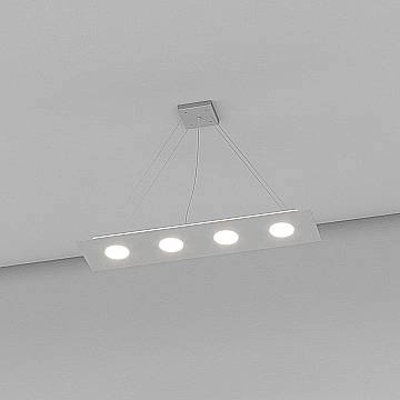 Lampadario Moderno Rettangolare Area Metallo Grigio 4 Luci Gx53