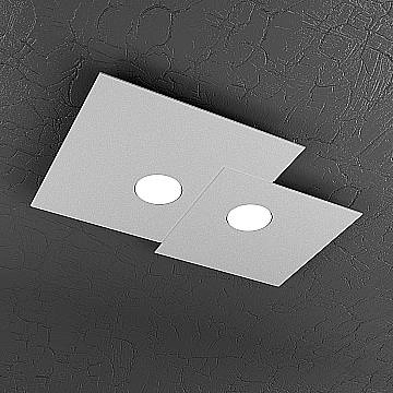 Plafoniera Moderna Rettangolare Plate Metallo Grigio 2 Luci Gx53
