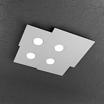 Plafoniera Moderna Plate Metallo Grigio 4 Luci Gx53