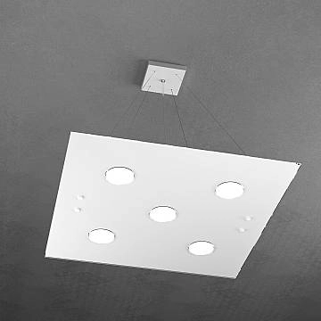 Sospensione Moderna Quadrata Path Vetro Bianco 5 Luci Gx53 Sospensione Moderna Quadrata Path Vetro Bianco 5 Luci Gx53