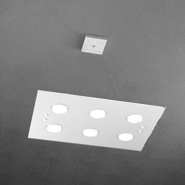 Sospensione Moderna Rettangolare Path Vetro Bianco 6 Luci Gx53 Sospensione Moderna Rettangolare Path Vetro Bianco 6 Luci Gx53