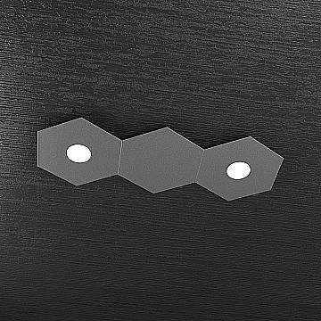 Plafoniera Industrial-Minimal 3 Moduli Hexagon Metallo Antracite 2 Led 12X2W