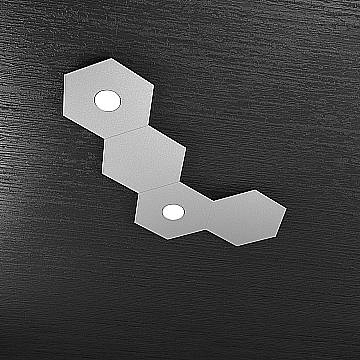 Plafoniera Industrial-Minimal 4 Moduli Hexagon Metallo Grigio 2 Luci Led 12X2W