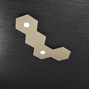 Plafoniera Industrial-Minimal 4 Moduli Hexagon Metallo Sabbia 2 Luci Led 12X2W
