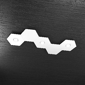 Plafoniera Industrial-Minimal 5 Moduli Hexagon Metallo Bianco 3 Luci Led 12X3W