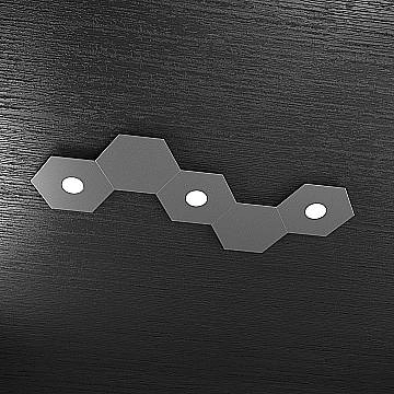 Plafoniera Industrial-Minimal 5 Moduli Hexagon Metallo Antracite 3 Led 12X3W