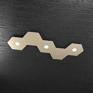 Plafoniera Industrial-Minimal 5 Moduli Hexagon Metallo Sabbia 3 Luci Led 12X3W