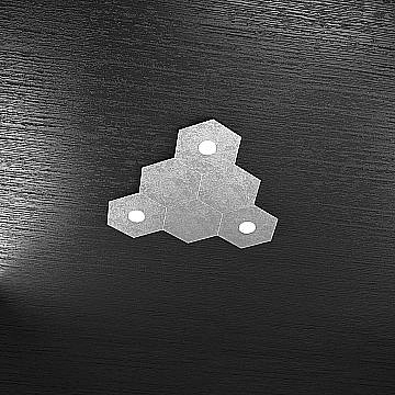 Plafoniera Industrial 6 Moduli Hexagon Metallo Foglia Argento 3 Luci Led 12X3W