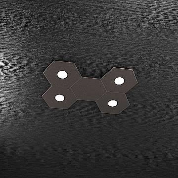 Plafoniera Industrial-Minimal 5 Moduli Hexagon Metallo Marrone 4 Luci Led 12X4W