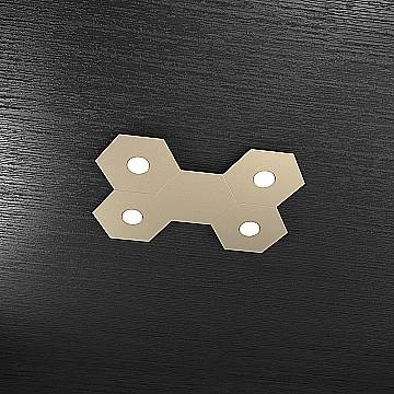 Plafoniera Industrial-Minimal 5 Moduli Hexagon Metallo Sabbia 4 Luci Led 12X4W