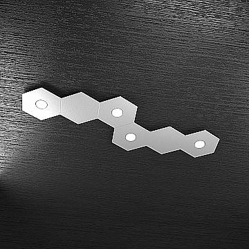 Plafoniera Industrial-Minimal 6 Moduli Hexagon Metallo Grigio 4 Luci Led 12X4W