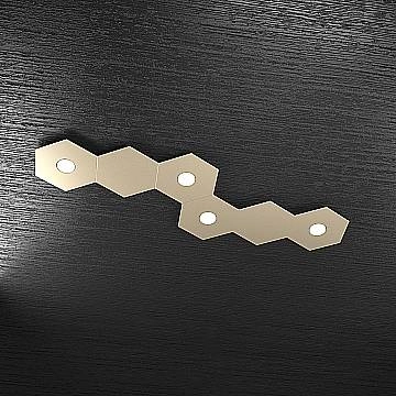 Plafoniera Industrial-Minimal 6 Moduli Hexagon Metallo Sabbia 4 Luci Led 12X4W