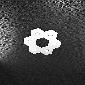 Plafoniera Industrial-Minimal Hexagon Metallo Bianco 6 Luci Led 12X6W