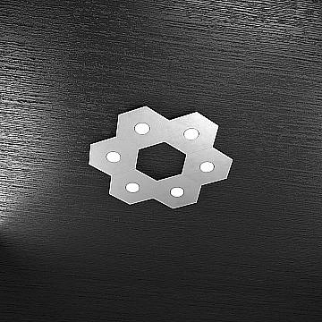 Plafoniera Industrial-Minimal Hexagon Metallo Grigio 6 Luci Led 12X6W