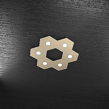 Plafoniera Industrial-Minimal Hexagon Metallo Sabbia 6 Luci Led 12X6W