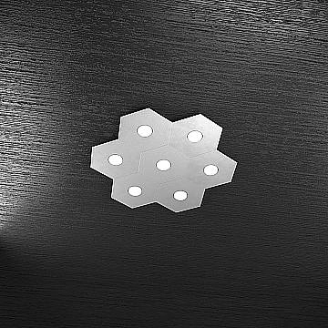 Plafoniera Industrial-Minimal Hexagon Metallo Grigio 7 Luci Led 12X7W