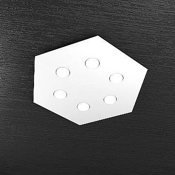 Plafoniera Industrial-Minimal Esagonale Hexagon Metallo Bianco 6 Luci Led 12X6W