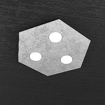 Plafoniera Industrial Esagonale Hexagon Metallo Foglia Argento 3 Luci Led 12X3W