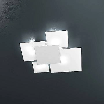 Plafoniera Contemporanea Upgrade Metallo Bianco E Vetro 4 Luci E27 71Cm