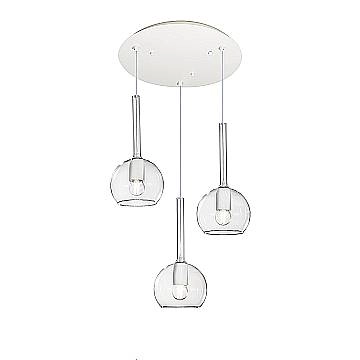 Sospensione Contemp. Rosone Tondo Future Met. Bianco Vetro Trasp. 3 Luci E27