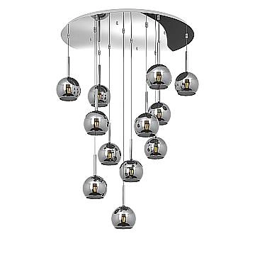 Lampadario Contemporaneo Future Metallo Cromo Vetro 12 Luci E27