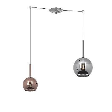 Lampadario Contemporaneo Future Metallo Cromo Vetro Multicolor 2 Luci E27