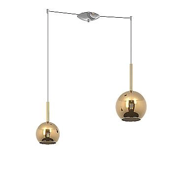 Lampadario Contemporaneo Future Metallo Cromo Vetro Oro 2 Luci E27