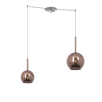 Lampadario Contemporaneo Future Metallo Cromo Vetro Rame 2 Luci E27
