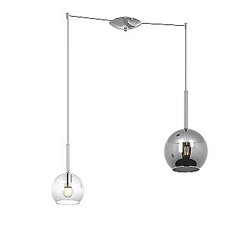 Lampadario Contemporaneo Future Metallo Cromo Vetro Trasp-Cromo 2 Luci E27