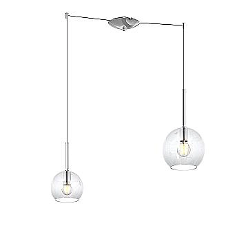 Lampadario Contemporaneo Future Metallo Cromo Vetro Trasparente 2 Luci E27