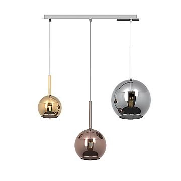 Sospensione Contemp. Rett. Future Metallo Cromo Vetro Multicolor 3 Luci E27