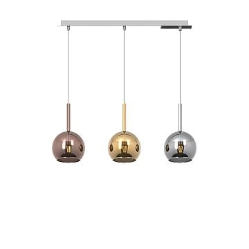 Lampadario Rettangolare Future Metallo Cromo Vetro Multicolor 3 Luci E27
