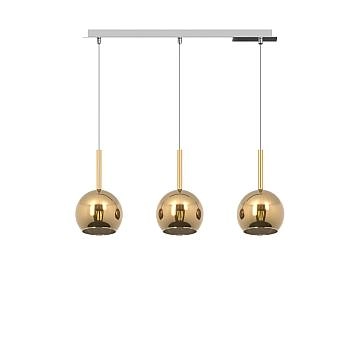 Lampadario Rettangolare Contemporanea Future Metallo Cromo Vetro Oro 3 Luci E27