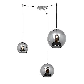 Lampadario Contemporaneo Future Metallo Cromo Vetro 3 Luci E27
