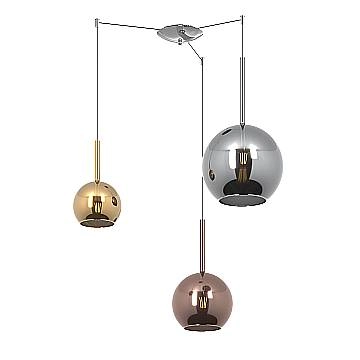 Lampadario Contemporaneo Future Metallo Cromo Vetro Multicolor 3 Luci E27