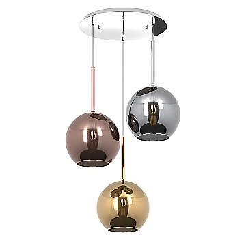 Lampadario Contemporaneo Future Metallo Cromo Vetro Grande Multicolor 3 Luci E27