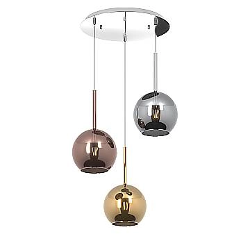 Lampadario Contemporaneo Future Metallo Cromo Vetro Medio Multicolor 3 Luci E27