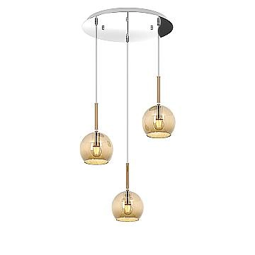 Sospensione Contemp. Rosone Tondo Future Met. Cromo Vetro Ambra 3 Luci E27 D42Cm