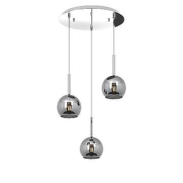 Sospensione Contemp. Rosone Tondo Future Met. Cromo Vetro Cromo 3 Luci E27 D42Cm