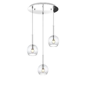 Sospensione Contemp. Rosone Tondo Future Met. Cromo Vetro Trasp. 3 Luci E27 42Cm